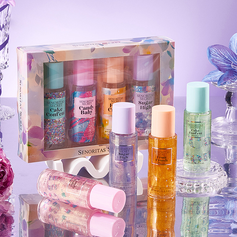 4PCS 75ml*4 Eau De Parfum Florals Body Spray Set Hadiah Wanita Fruity 75ml Body Mist