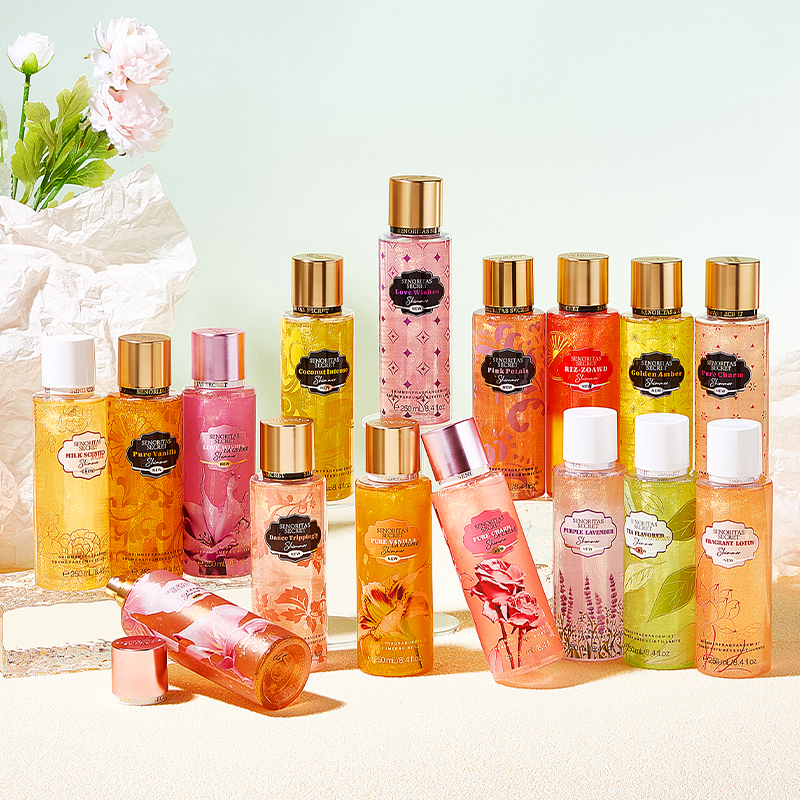 Semburan Badan 250ml Semburan Berkilauan Berkilauan Berkilauan Semburan Bunga Bau Halus Kabus Badan untuk Wanita