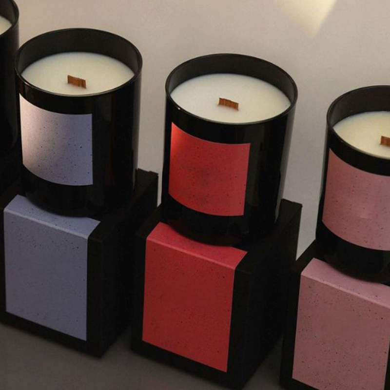220g Cawan beralas tebal Mesra Alam Bebas asap Kayu Teras Kotak Hadiah Mewah Pokok Minyak Pati Lilin Soya Lilin Wangi